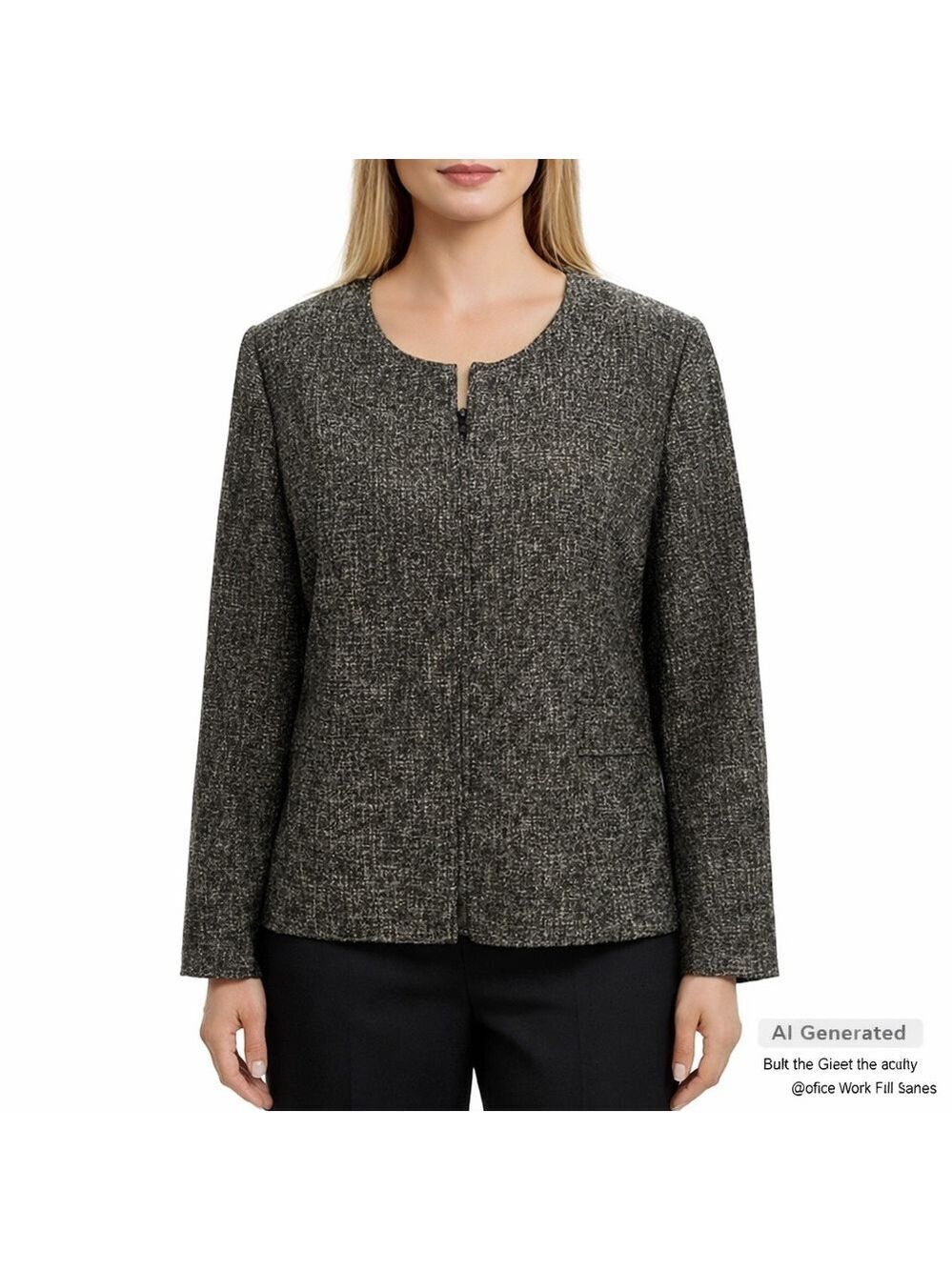 Windsmoor Size 16 Black Grey Tweed Jacket Blazer Office Work Fully Lined